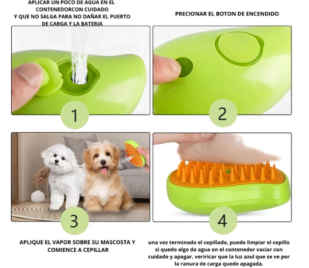 Cepillo de vapor peine para gatos perros spray