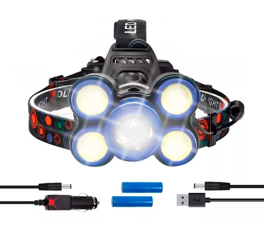 Luz Linterna Bici Minera Recargable 5 Leds